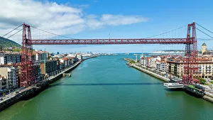 Bilbao Prints: Aerial of Vizcaya Bridge, UNESCO World Heritage Site