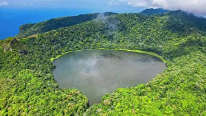 Crater Prints: Aerial of the volcanic crater with Lake Mazafim