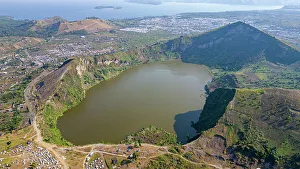 Green Hills Prints: Aerial of a Volcanic crater outside, Goma, Democratic Republic of Congo, Africa