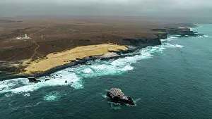 Angola Prints: Aerial of the wild coastline with basalt pools on the Atlantic coastline