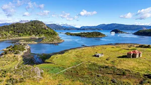Open Space Prints: Aerial of Wulaia Bay, Tierra del Fuego, Chile, South America
