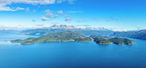 Chilean Prints: Aerial of Wulaia Bay, Tierra del Fuego, Chile, South America