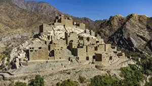 Aerial of Zee Al-Ayn (Thee Ain) historic mountain village, Kingdom of Saudi Arabia