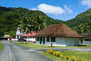 American Samoa Prints: Afono village, American Samoa, South Pacific, Pacific