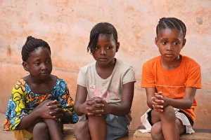 Girls Prints: African children, Lome, Togo, West Africa, Africa