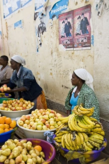 Market Vendor Prints: The African market in the old city of Praia on the Plateau, Praia, Santiago