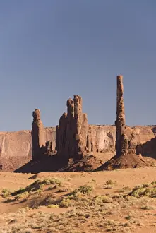 Totem Pole Prints: Afternoon view of the Totem Pole rock formation on the right and Yei Bi Chei on the left