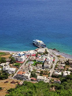 Public Transportation Prints: Agia Roumeli, elevated view, Chania Region, Crete, Greek Islands, Greece, Europe