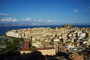 Agios Spyridon church and Kerkyra City, UNESCO World Heritage Site, Corfu, Ionian Islands, Greek Islands, Greece, Europe