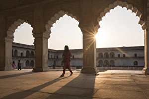 Mughal Prints: Agra Fort at sunset, UNESCO World Heritage Site, Agra, Uttar Pradesh, India, Asia