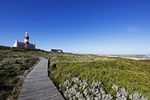 Agulhas lighthouse at southernmost tip of Africa, Agulhas National Park, Western Cape
