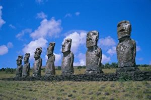 Stone Carving Prints: Ahu Akiui, Easter Island, Chile, Pacific