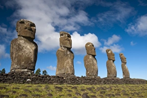 International Landmarks Prints: Ahu Akivi, Rapa Nui (Easter Island), UNESCO World Heritage Site, Chile, South America