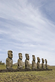 Moai Prints: Ahu Akivi, UNESCO World Heritage Site, Easter Island (Rapa Nui), Chile, South America