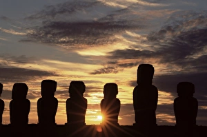 Sun Beam Prints: Ahu Tongariki, Easter Island (Rapa Nui), Chile, South America