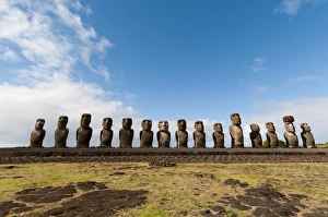 International Landmarks Prints: Ahu Tongariki, Rapa Nui (Easter Island), UNESCO World Heritage Site, Chile, South America