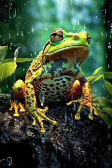 Rainforests Prints: AI generated image of a Goliath frog (Conraua goliath)