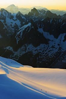 Rhone Alps Prints: Aiguille du Midi sunrise, Chamonix, Rhone Alps, Haute Savoie, France, Europe