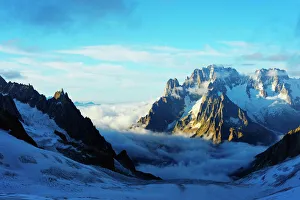 Alps Prints: Aiguille Verte and Les Drus, Vallee Blanche