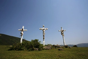 Pyrenees Atlantique Prints: Ainhoa calvary, Pyrenees Atlantique, France, Europe