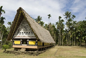 Micronesia Prints: Airai Bai, sacred meeting house at heart of village, 200 years old, southern Babeldaob