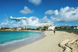 Airport Prints: Airplane flying in the Princess Juliana International Airport of Maho Bay, Sint Maarten