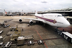 Air Port Prints: Airplane being refuelled, Don Muang airport, Bangkok, Thailand, Southeast Asia, Asia