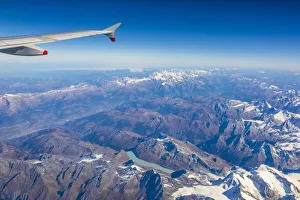 Mid Air Prints: Airplane wing, Swiss Alps, Switzerland, Europe