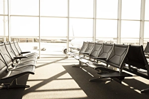 Airport Prints: Empty airport departure lounge, Venice, Veneto, Italy, Europe