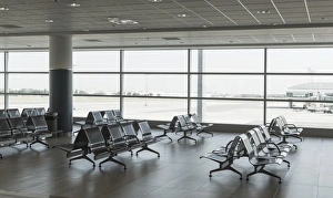 Sparse Prints: Empty airport hall, Prague, Czech Republic, Europe