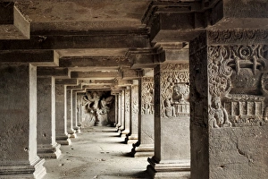 Maharashtra Prints: Ajanta Caves, UNESCO World Heritage Site, Maharashtra, India, Asia