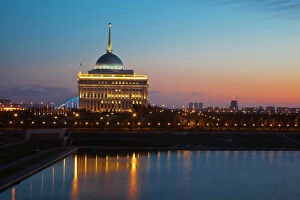 Domes Gallery: The Ak Orda, Presidential Palace of President Nursultan Nazarbayev at dawn, Astana, Kazakhstan