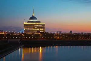 Domes Prints: The Ak Orda, Presidential Palace of President Nursultan Nazarbayev at dawn
