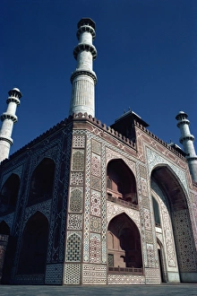 Moghul Prints: Akbars tomb, Sikandra, Agra, Uttar Pradesh state, India, Asia