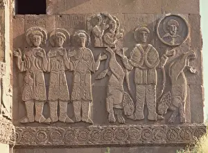 Reliefs Prints: Akdamar Armenian church, built in 915 AD by King Gagik I, shown on right with two lions