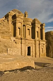 Images Dated 4th November 2009: Al Deir (the Monastery) at sunset, Petra, UNESCO World Heritage Site, Jordan, Middle East
