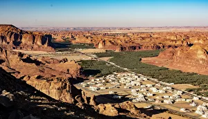Oasis Prints: Al Ula, seen from Harrate viewpoint, North West Saudi Arabia, Middle East