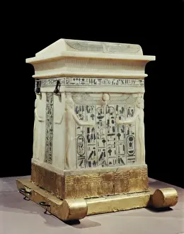 Hieroglyph Prints: Alabaster canopic shrine, from the tomb of the pharaoh Tutankhamun