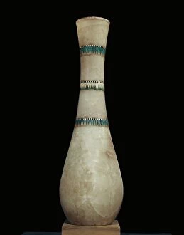 Alabaster vase inlaid with floral garlands, from the tomb of the pharaoh Tutankhamun