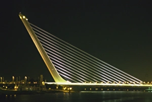 Andalucia Prints: Alamillo Bridge, built for Expo 92, Seville, Andalucia, Spain, Europe