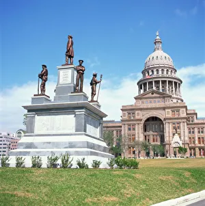 Texas Prints: Alamo Monument and the State Capitol in Austin