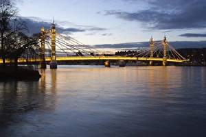 Stereotypical Prints: Albert Bridge over the River Thames, Chelsea, London, England, United Kingdom, Europe