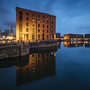 Merseyside Prints: Albert Dock at dusk, Liverpool, Merseyside, England, United Kingdom, Europe