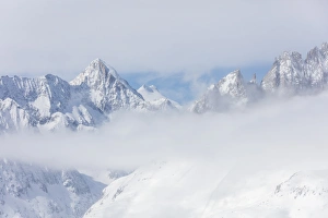 Ski Resort Prints: Aletsch Glacier seen from Betterhorn surrounded by snow, Bettmeralp, district of Raron