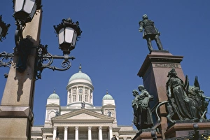 Helsinki Prints: Alexander II statue and Lutheran Cathedral, Helsinki, Finland, Scandinavia, Europe