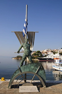 Alexander Papadiamantis statue In The Harbour, Skiathos Town, Skiathos Alexander Papadiamantis statue In The Harbour, Skiathos Town, Skiathos