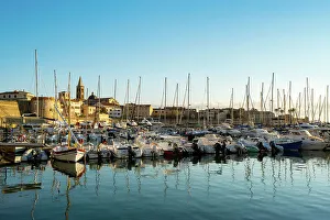 Sailboat Prints: Alghero city marina with boats and yachts, Alghero, Sardinia, Italy, Mediterranean, Europe