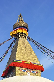 All seeing eyes of the Buddha, Boudhanath Stupa, UNESCO World Heritage Site, Kathmandu, Nepal, Asia