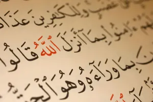Images Dated 11th April 2009: Allah calligraphy in Koran, Le Bourget, Seine-Saint-Denis, France, Europe