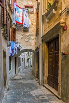 Primorska Prints: Alleyway, Old Town, Piran, Primorska, Slovenian Istria, Slovenia, Europe